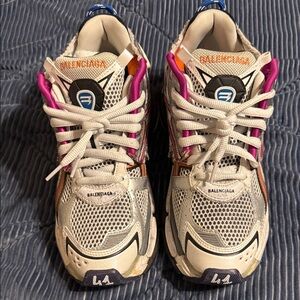 Balenciaga White and Pink Mesh Sneakers rainbow